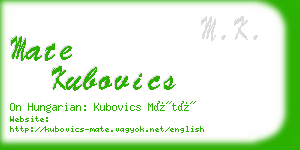 mate kubovics business card